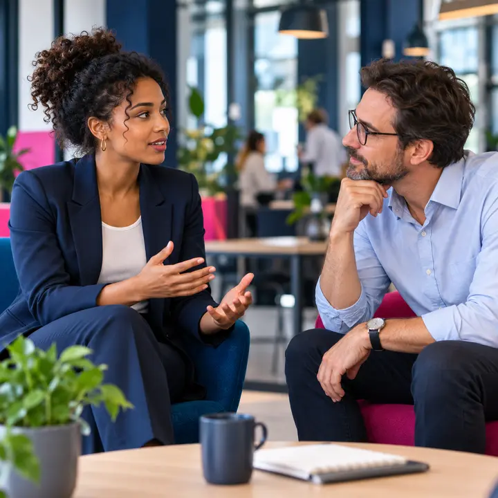 Échange entre personnes dans un contexte de formation